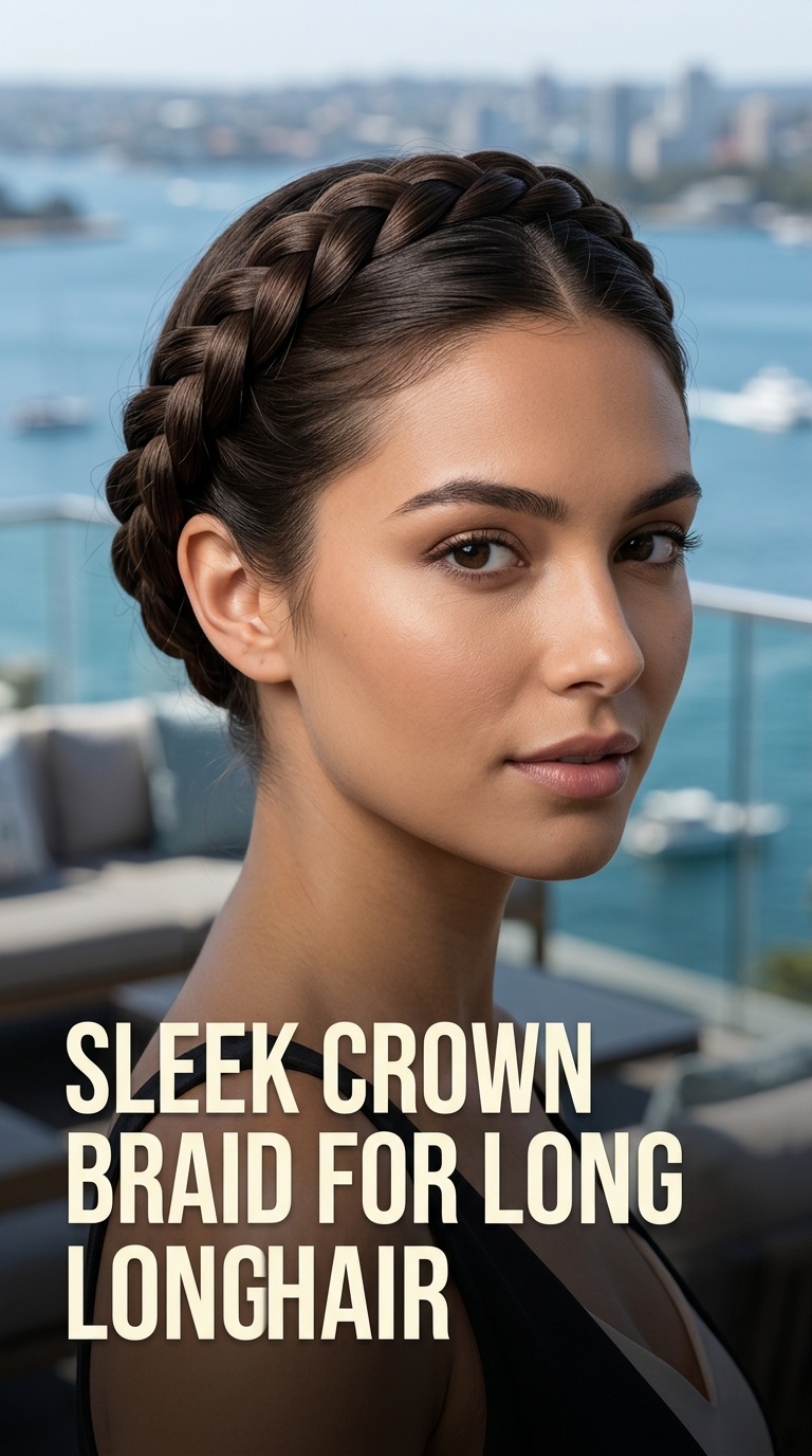 Sleek Crown Braid for Long Hair