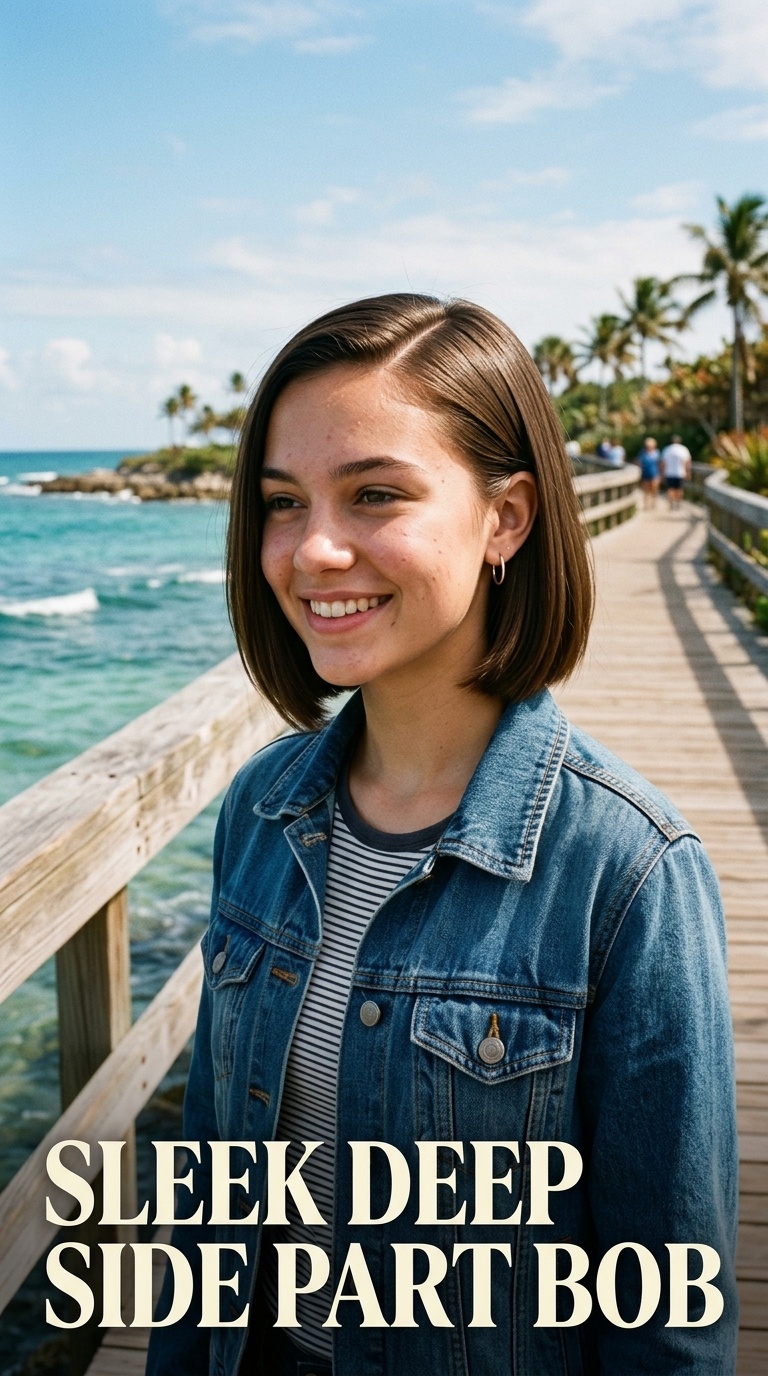 Sleek Deep Side Part Bob