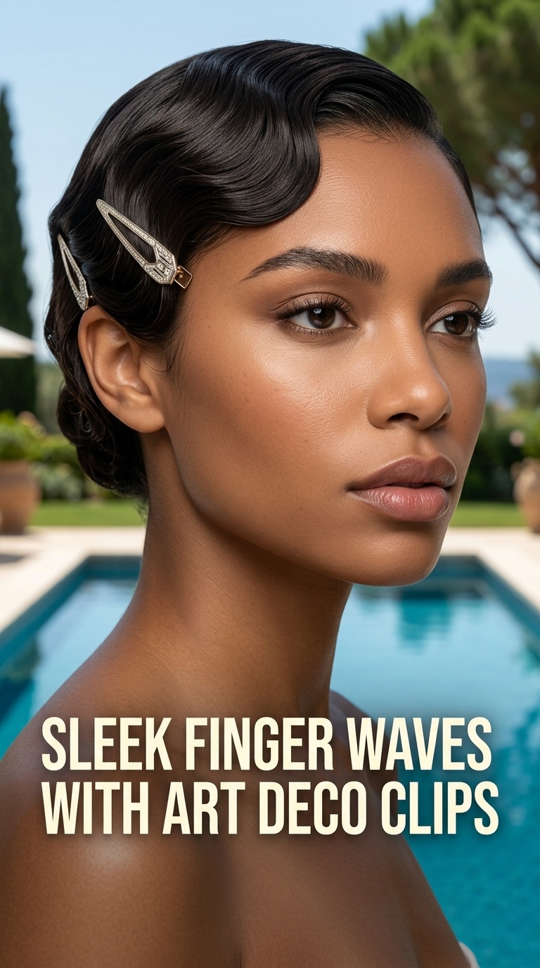 Sleek Finger Waves with Art Deco Clips