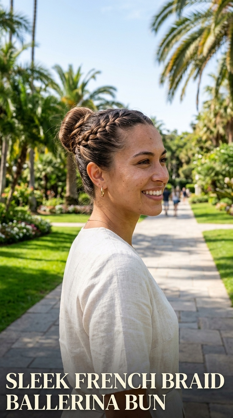 Sleek French Braid Ballerina Bun