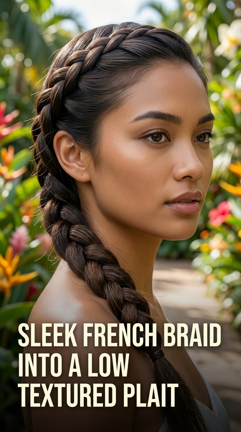 Sleek French Braid into a Low Textured Plait