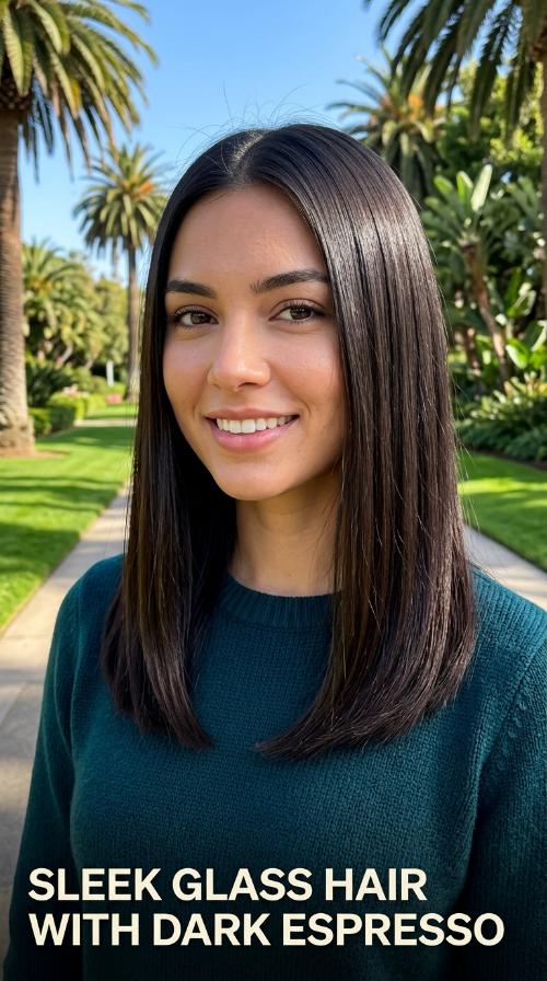 Sleek Glass Hair with Dark Espresso