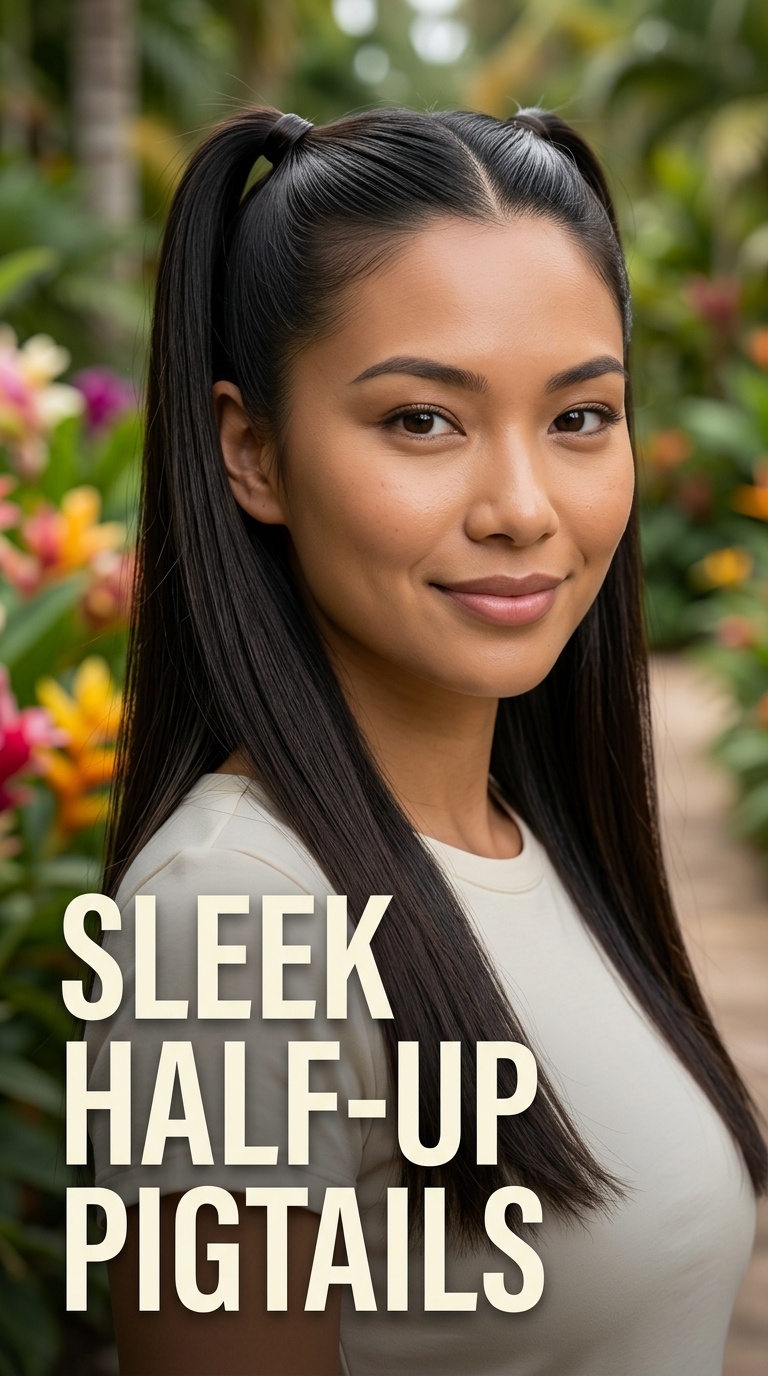 Sleek Half-Up Pigtails