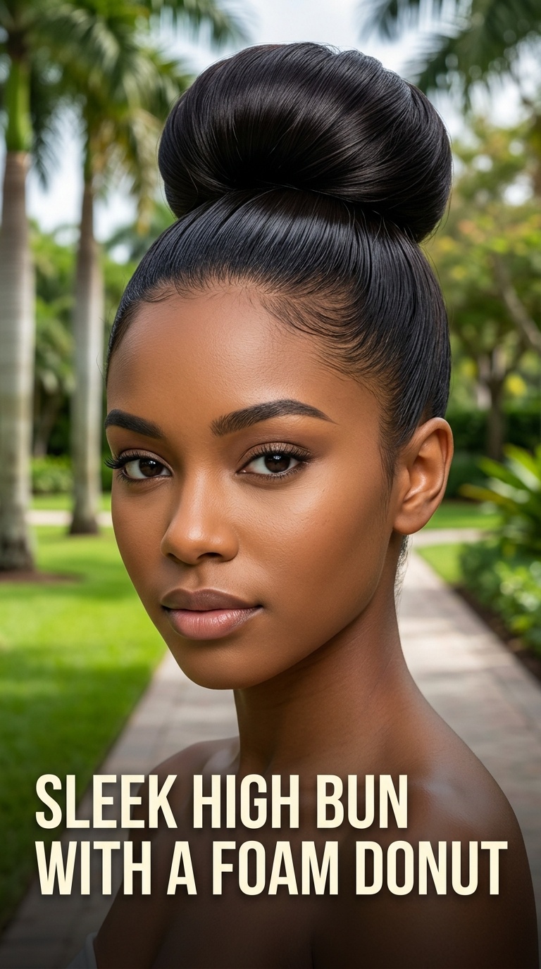 Sleek High Bun with a Foam Donut