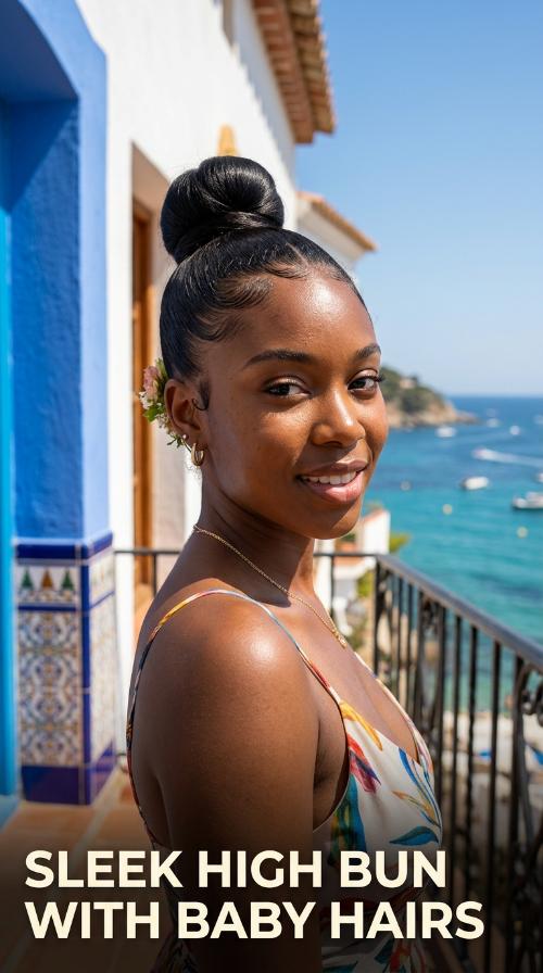 Sleek High Bun with Baby Hairs