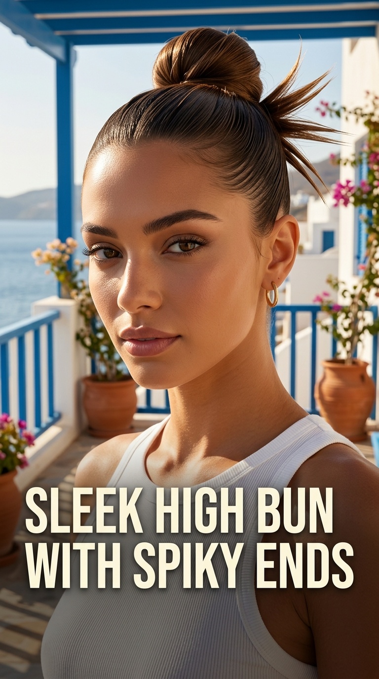 Sleek High Bun with Spiky Ends