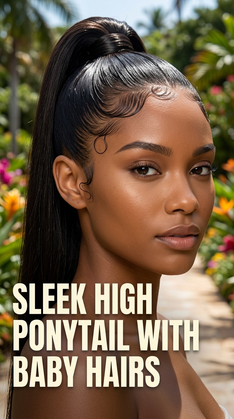 Sleek High Ponytail with Baby Hairs