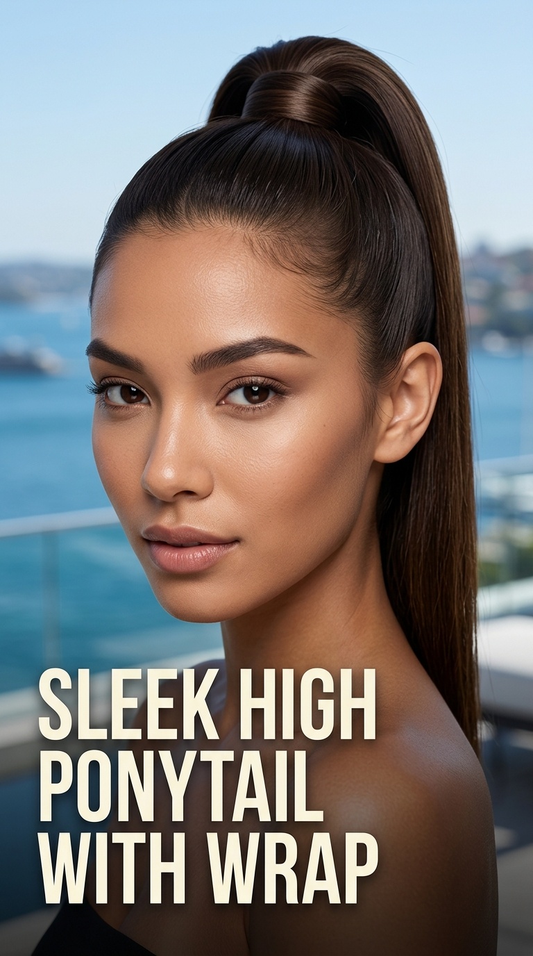 Sleek High Ponytail with Wrap