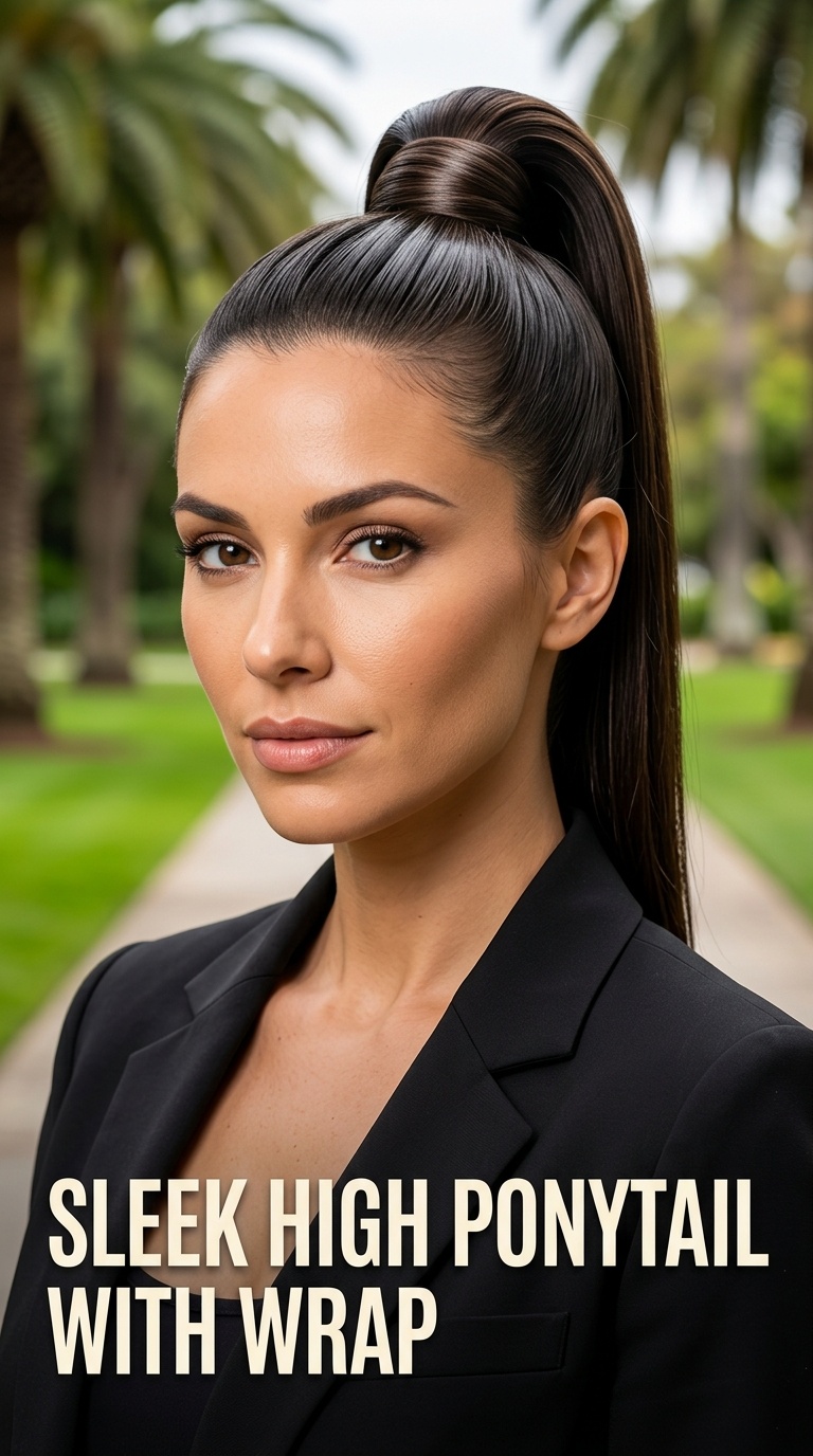 Sleek High Ponytail with Wrap
