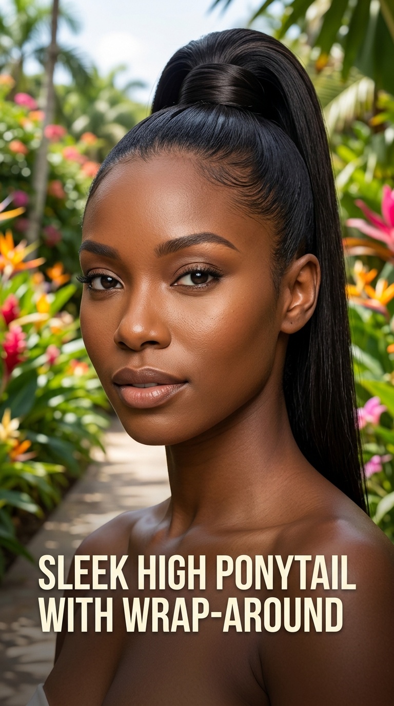 Sleek High Ponytail with Wrap-Around