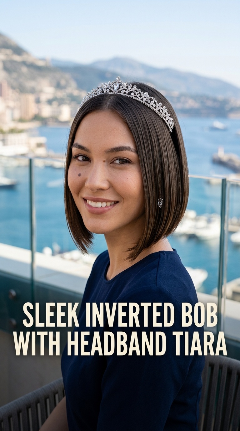 Sleek Inverted Bob with Headband Tiara