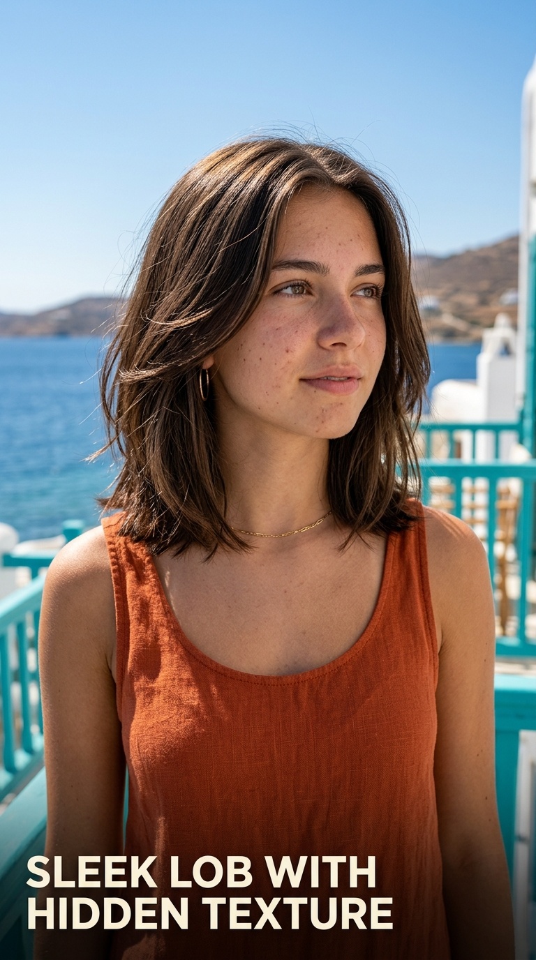 Sleek Lob with Hidden Texture