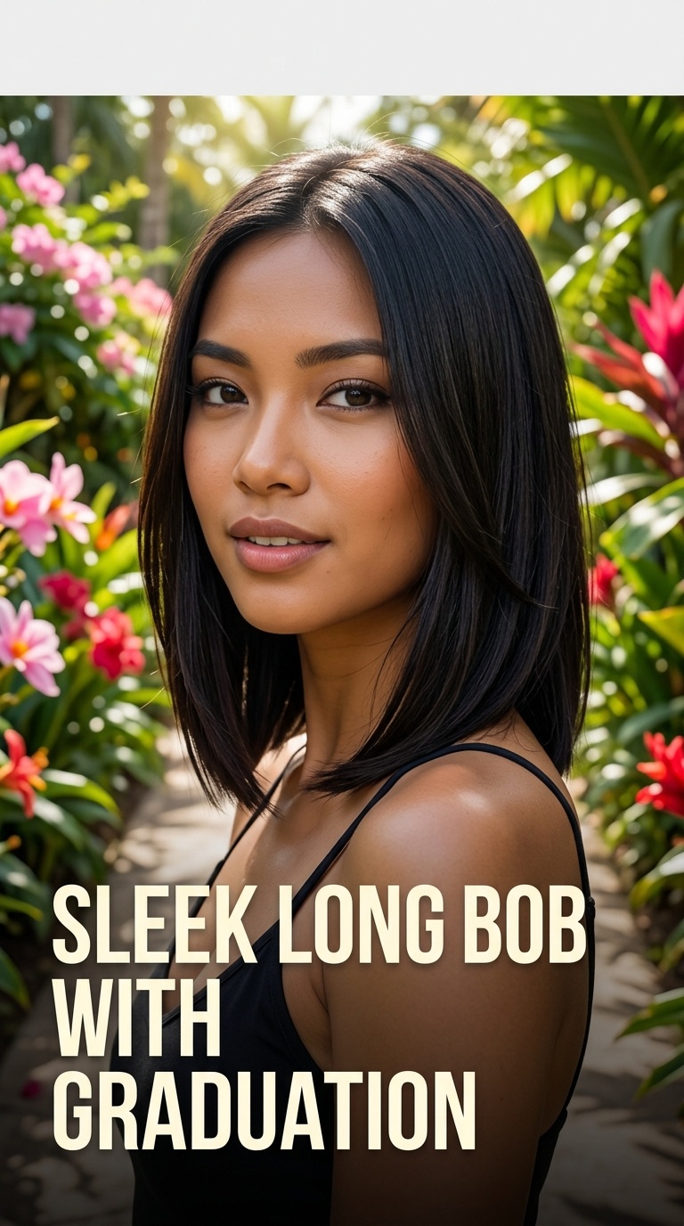 Sleek Long Bob with Graduation