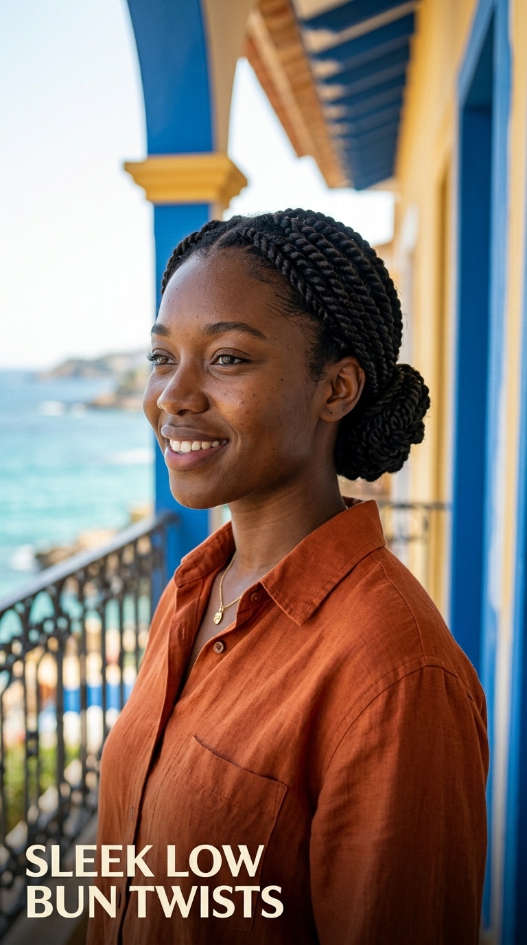 Sleek Low Bun Twists