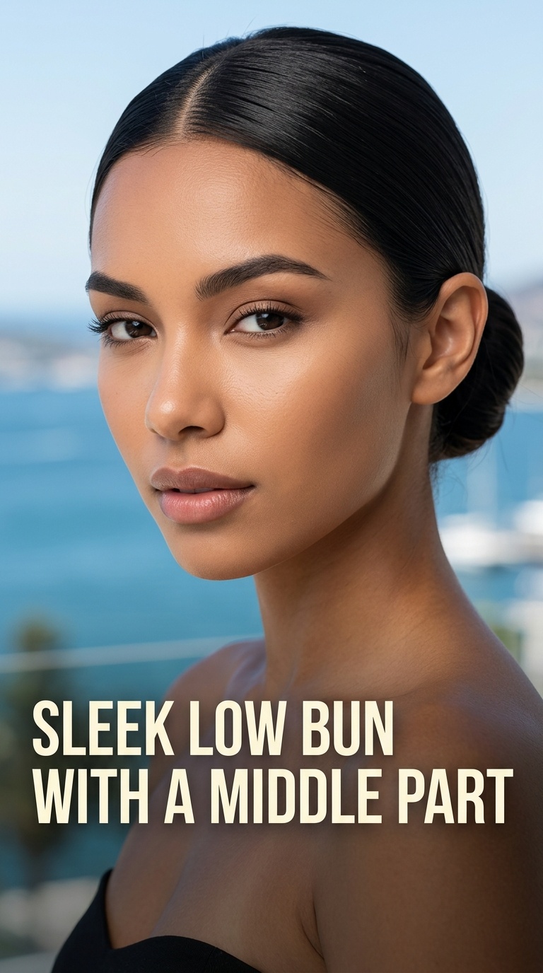 Sleek Low Bun with a Middle Part