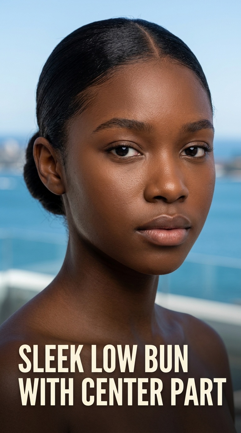 Sleek Low Bun with Center Part