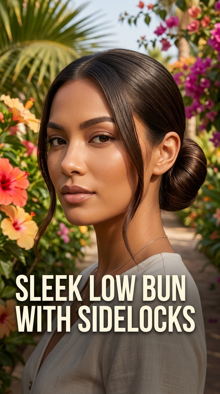 Sleek Low Bun with Sidelocks