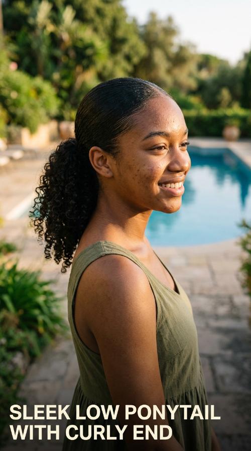 Sleek Low Ponytail with Curly End
