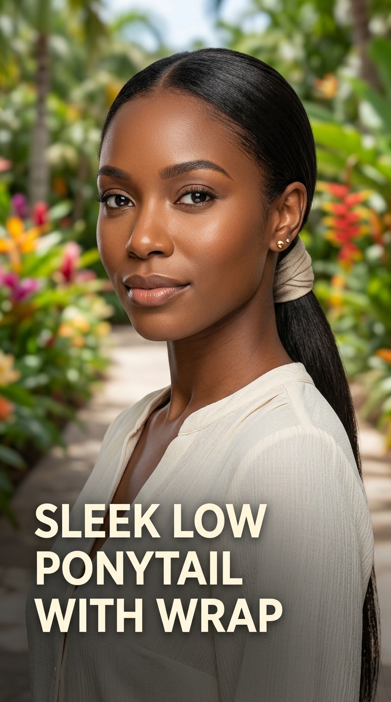 Sleek Low Ponytail with Wrap
