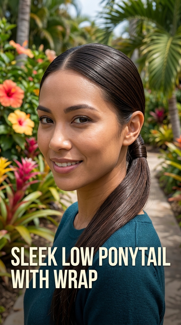 Sleek Low Ponytail with Wrap