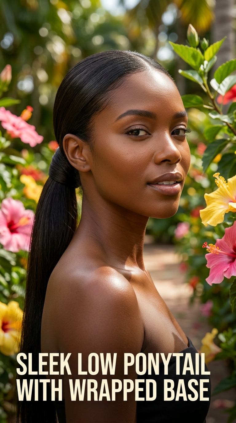 Sleek Low Ponytail with Wrapped Base