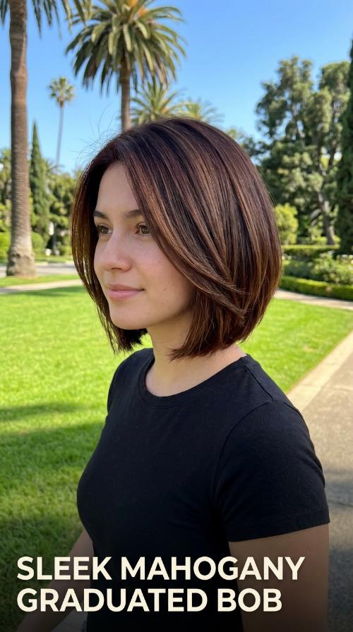 Sleek Mahogany Graduated Bob