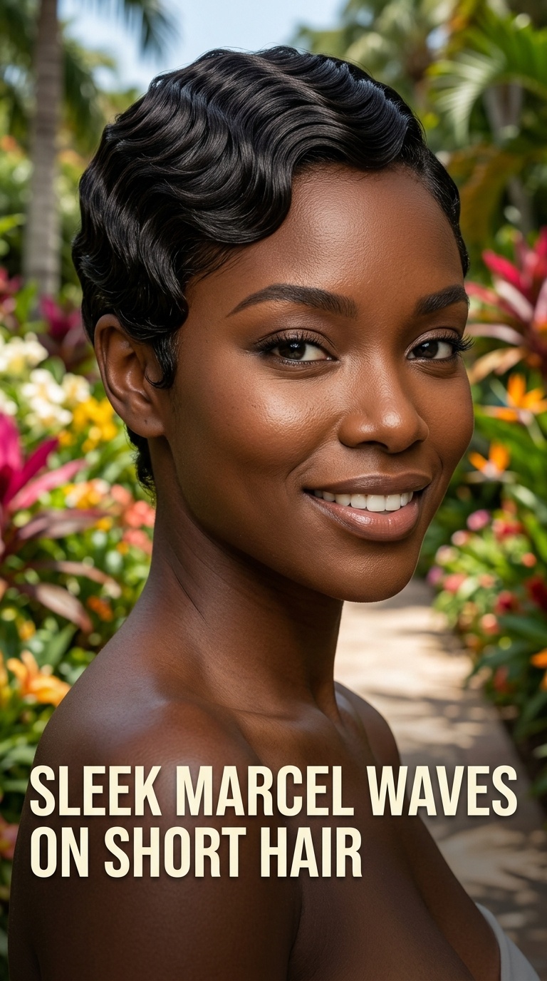 Sleek Marcel Waves on Short Hair