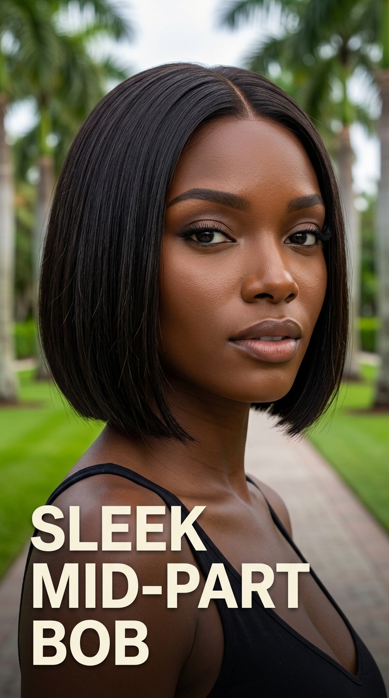 Sleek Mid-Part Bob