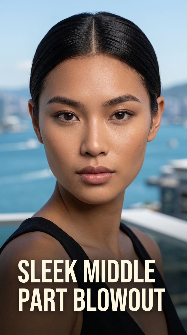Sleek Middle Part Blowout