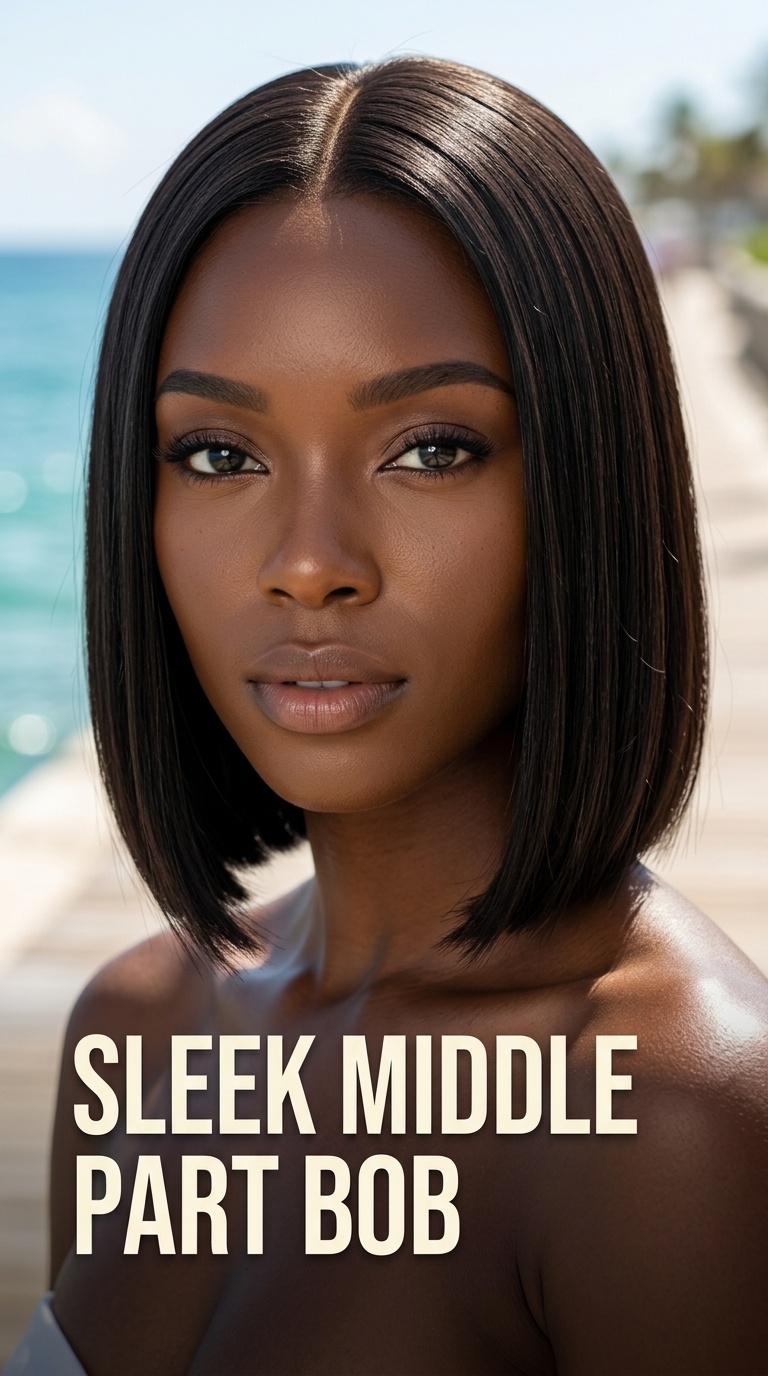 Sleek Middle Part Bob