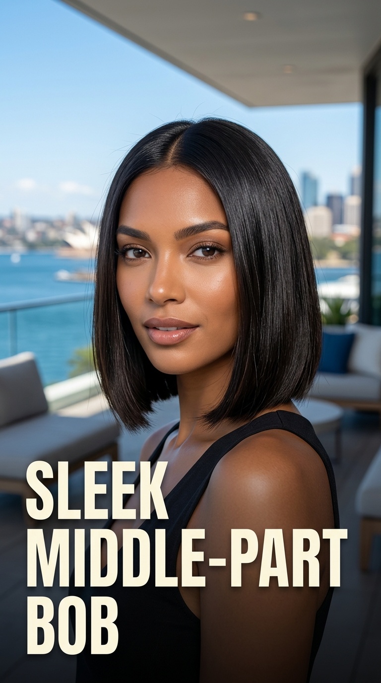 Sleek Middle-Part Bob