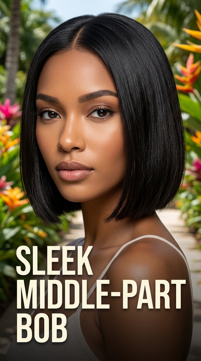 Sleek Middle-Part Bob