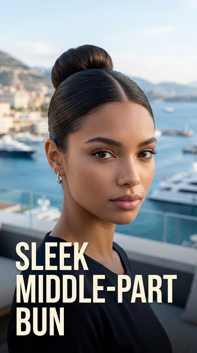 Sleek Middle-Part Bun