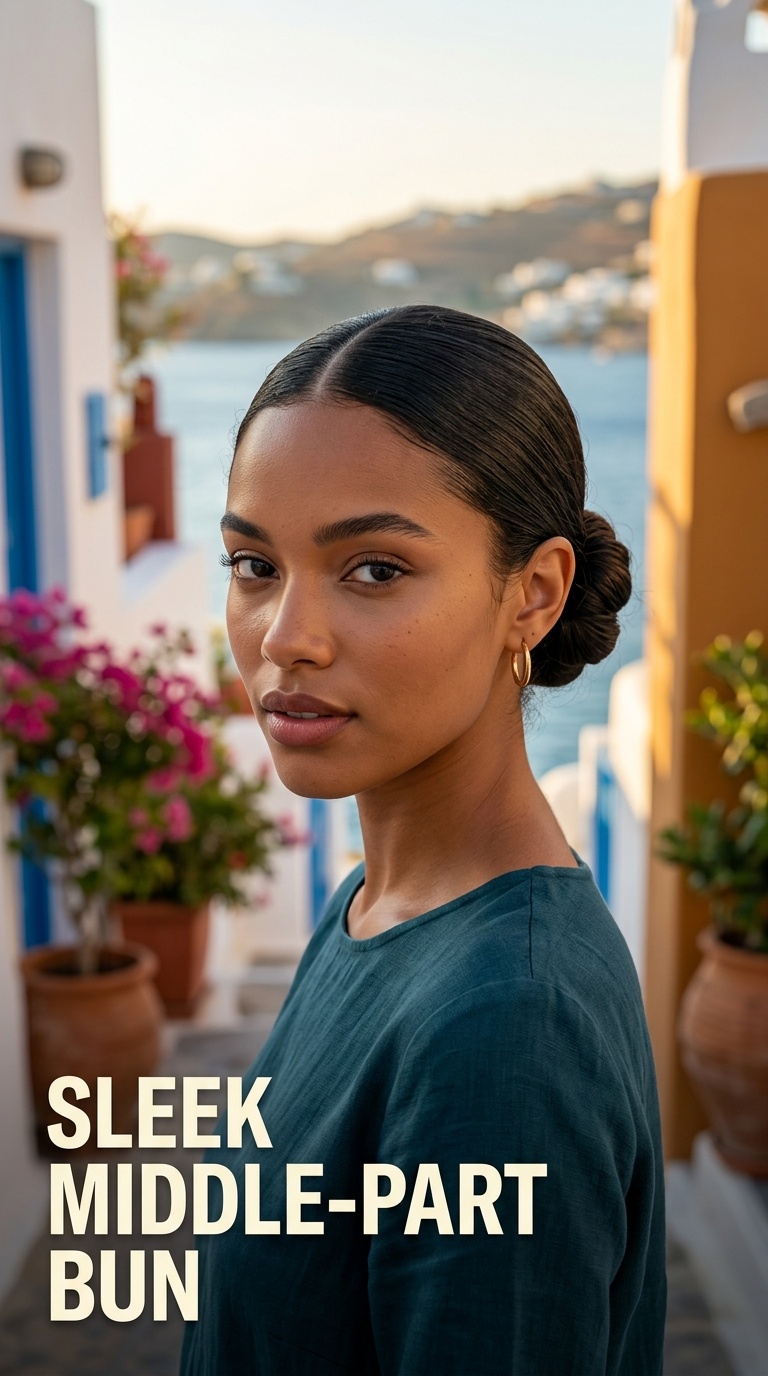 Sleek Middle-Part Bun