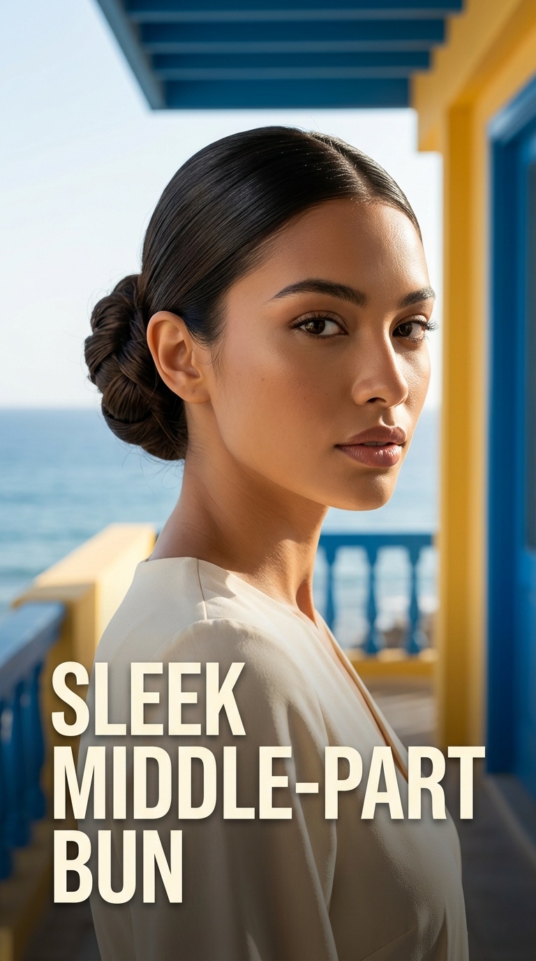 Sleek Middle-Part Bun