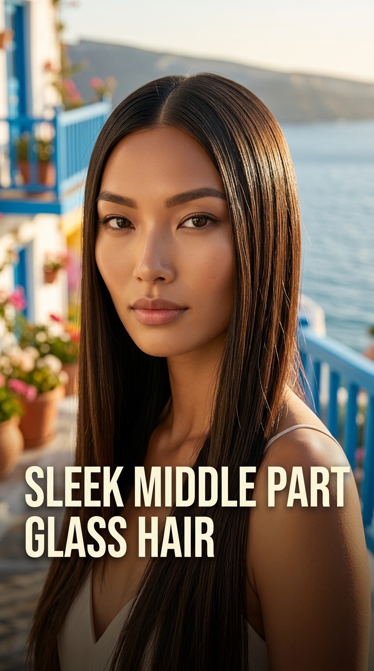 Sleek Middle Part Glass Hair