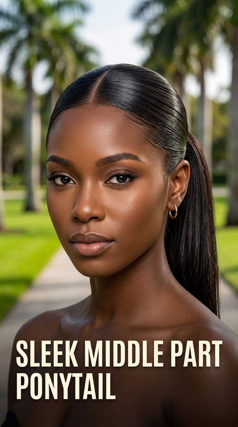 Sleek Middle Part Ponytail