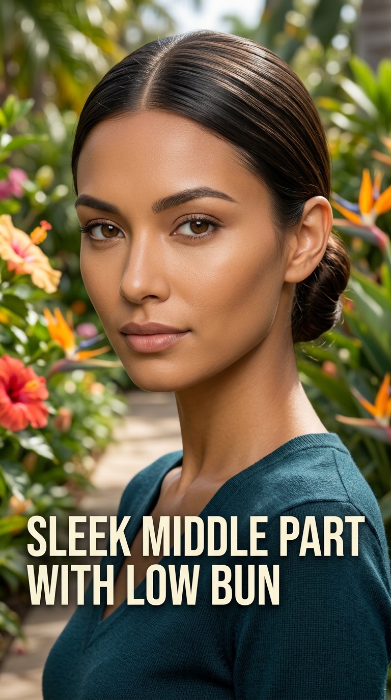 Sleek Middle Part with Low Bun