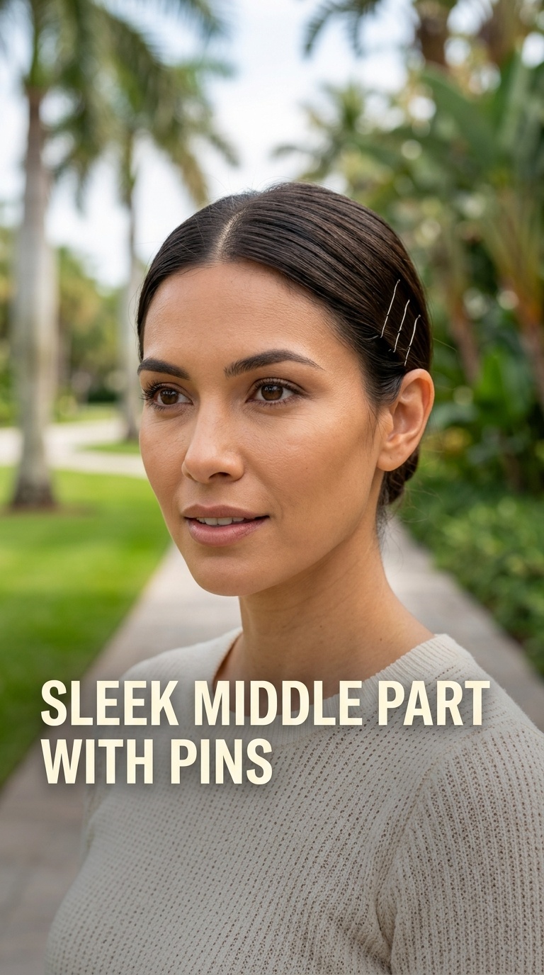 Sleek Middle Part with Pins