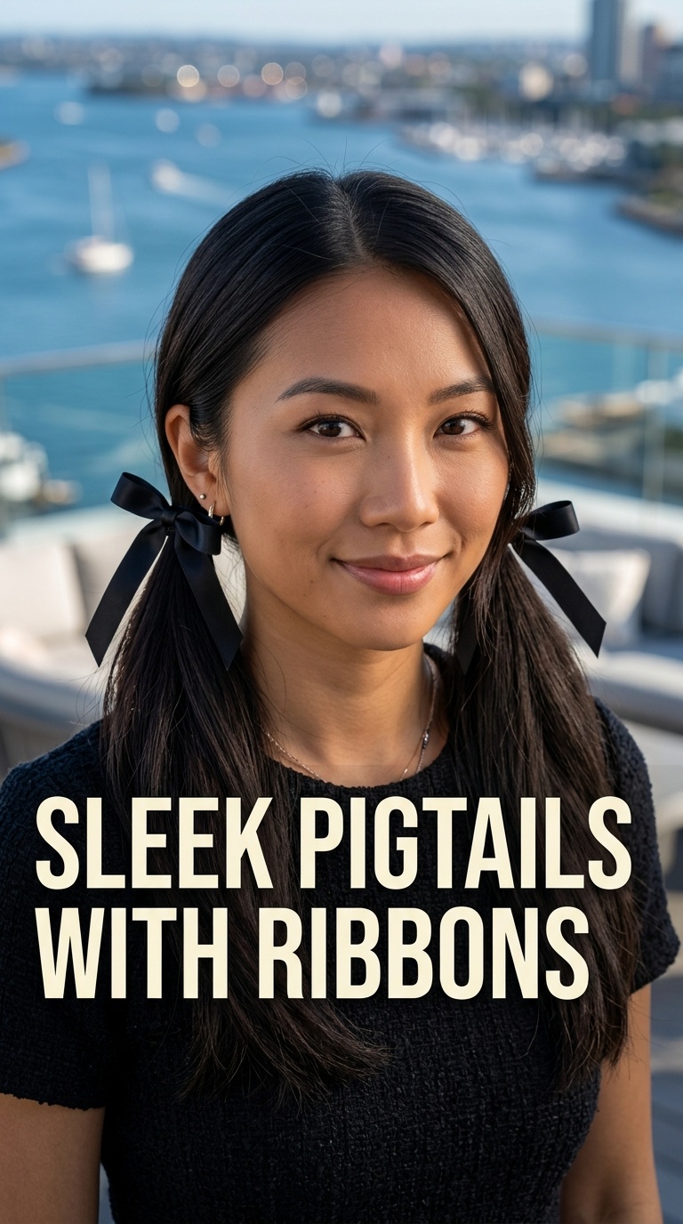 Sleek Pigtails with Ribbons