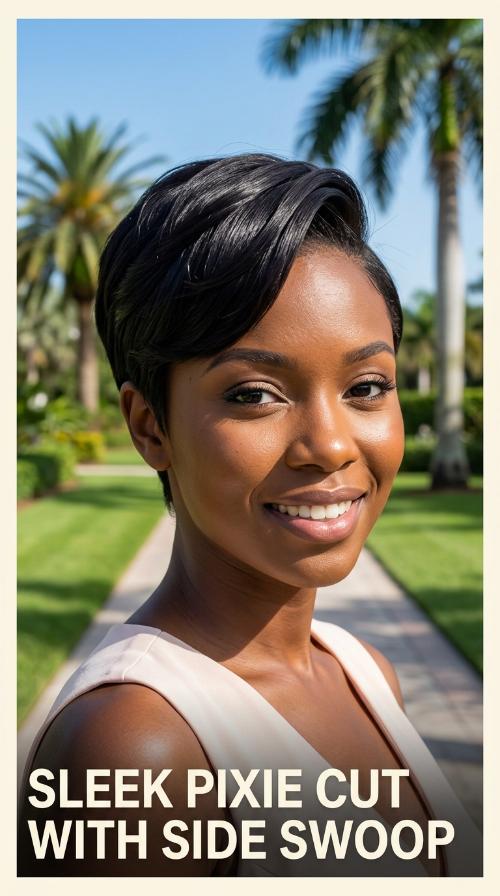 Sleek Pixie Cut with Side Swoop