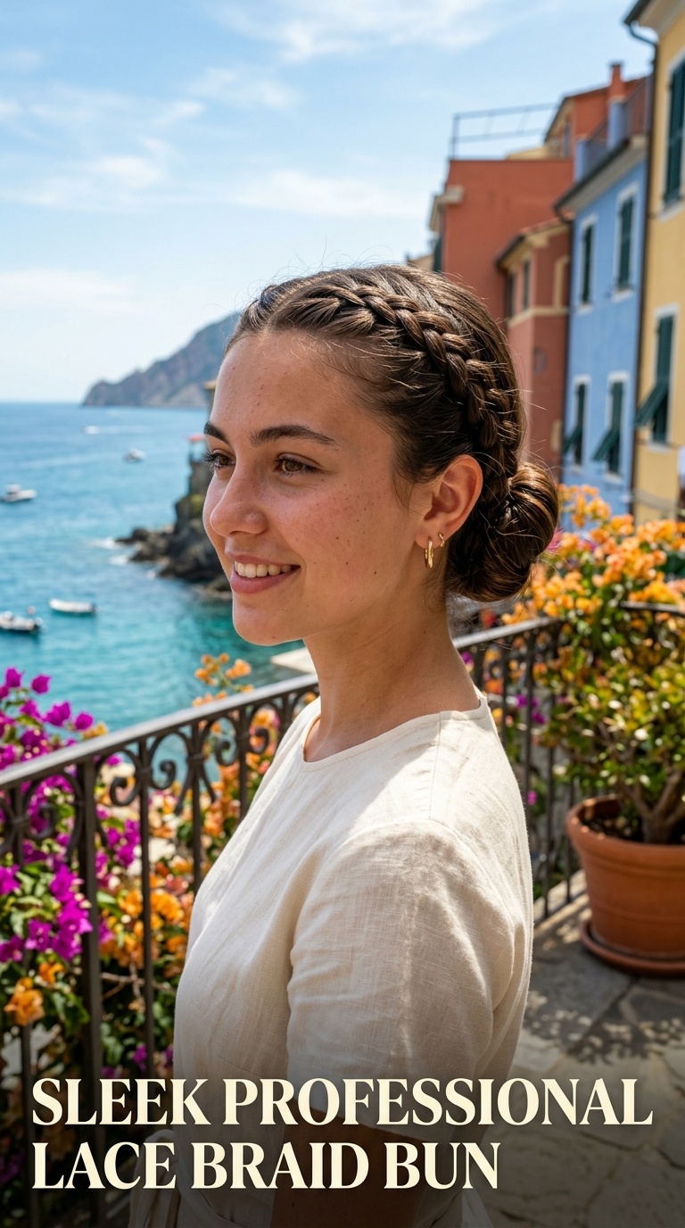 Sleek Professional Lace Braid Bun
