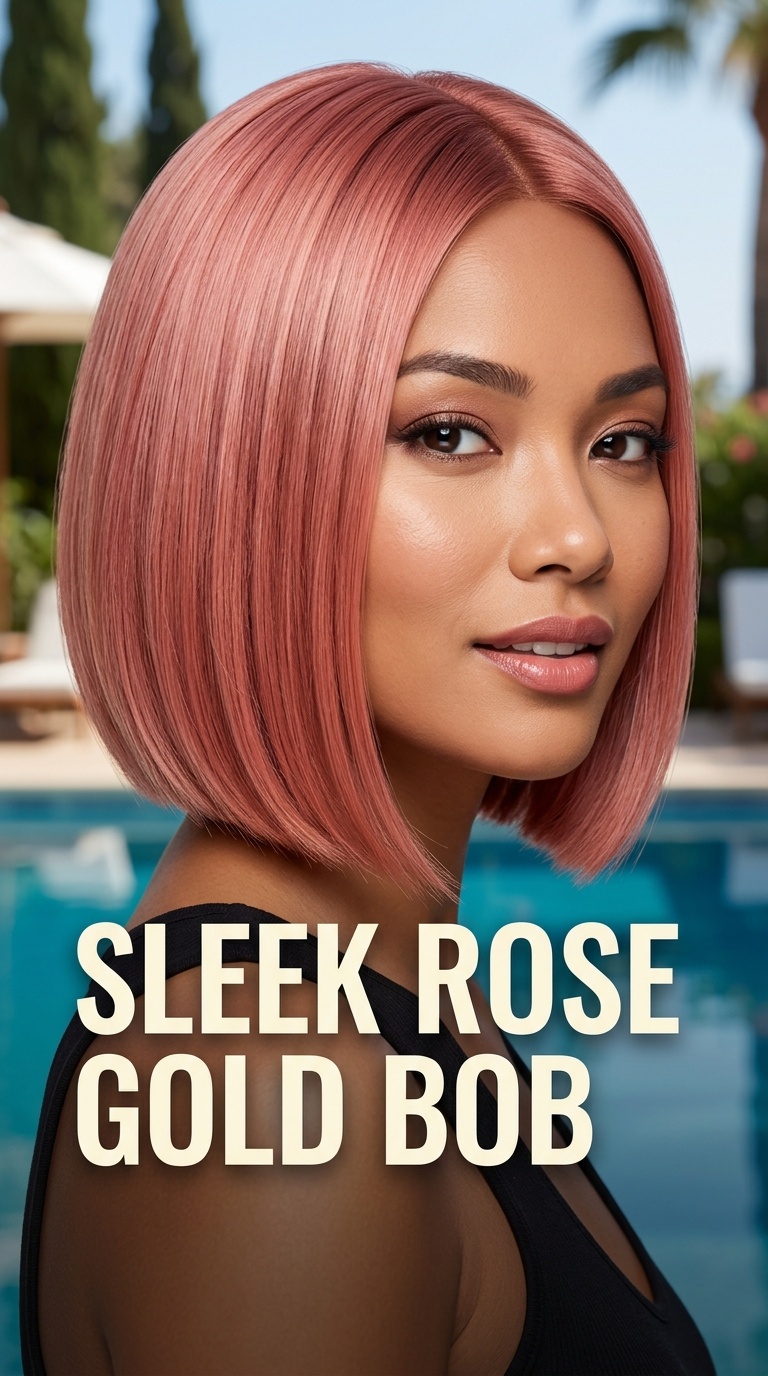 Sleek Rose Gold Bob