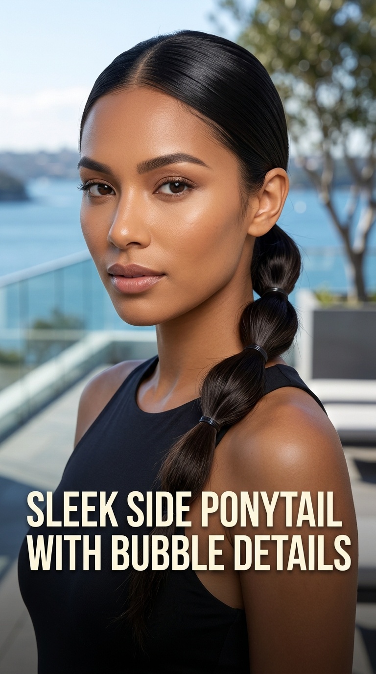 Sleek Side Ponytail with Bubble Details
