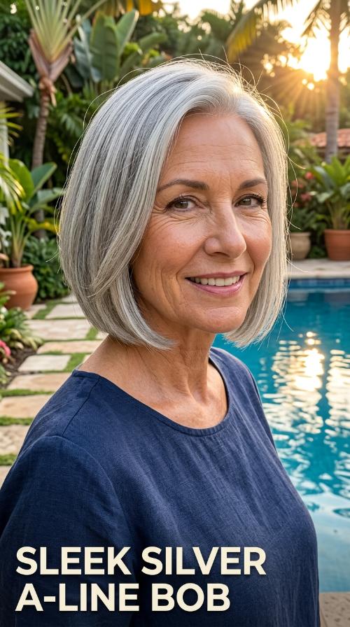 Sleek Silver A-Line Bob