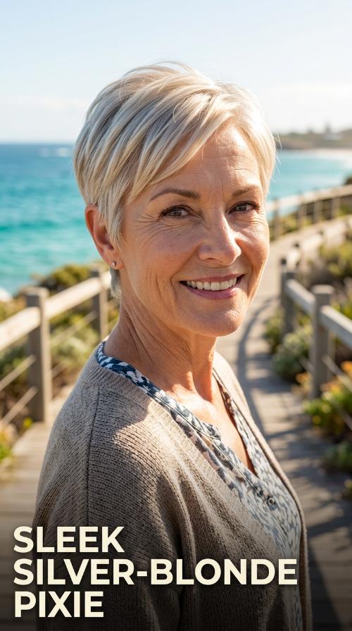 Sleek Silver-Blonde Pixie