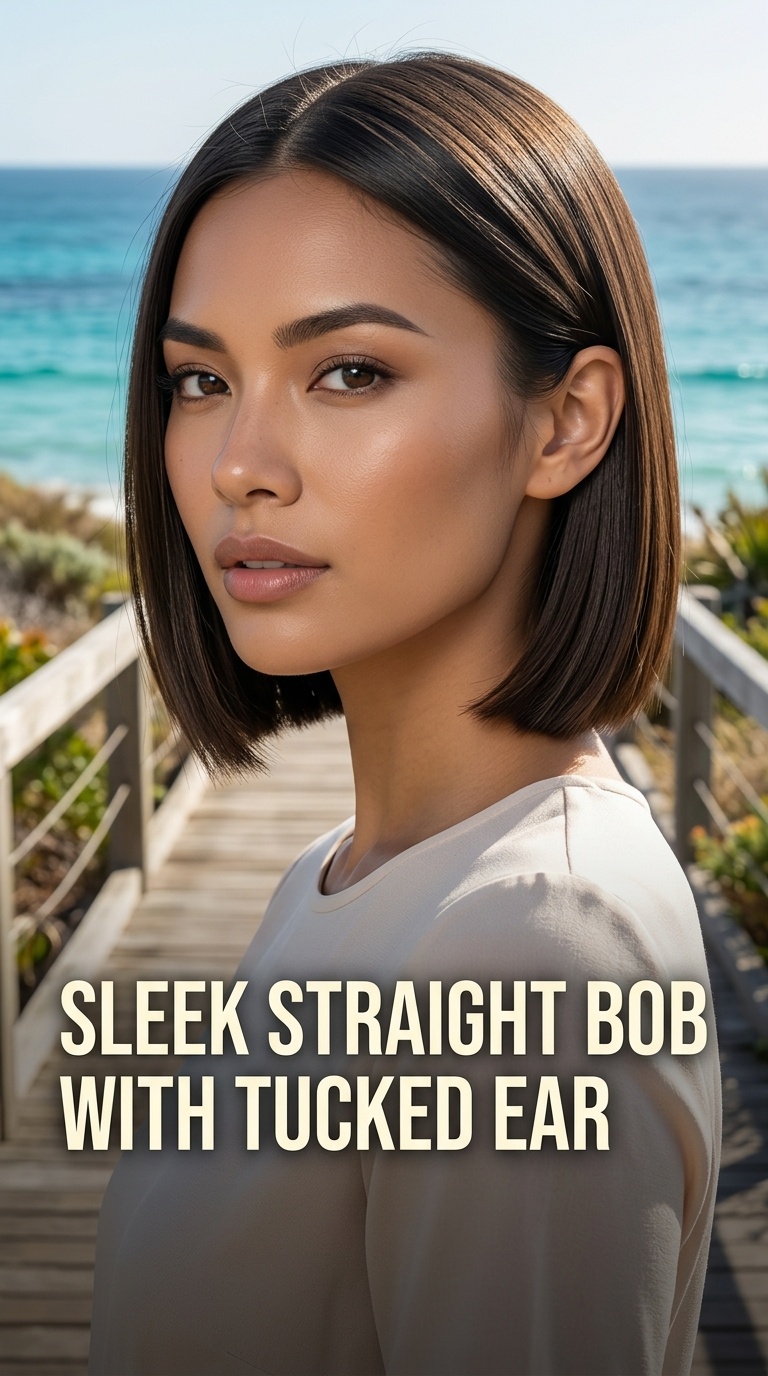 Sleek Straight Bob with Tucked Ear