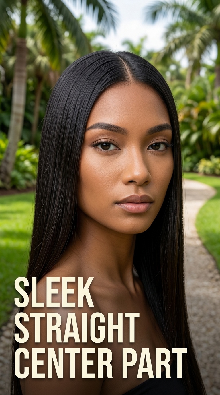 Sleek Straight Center Part