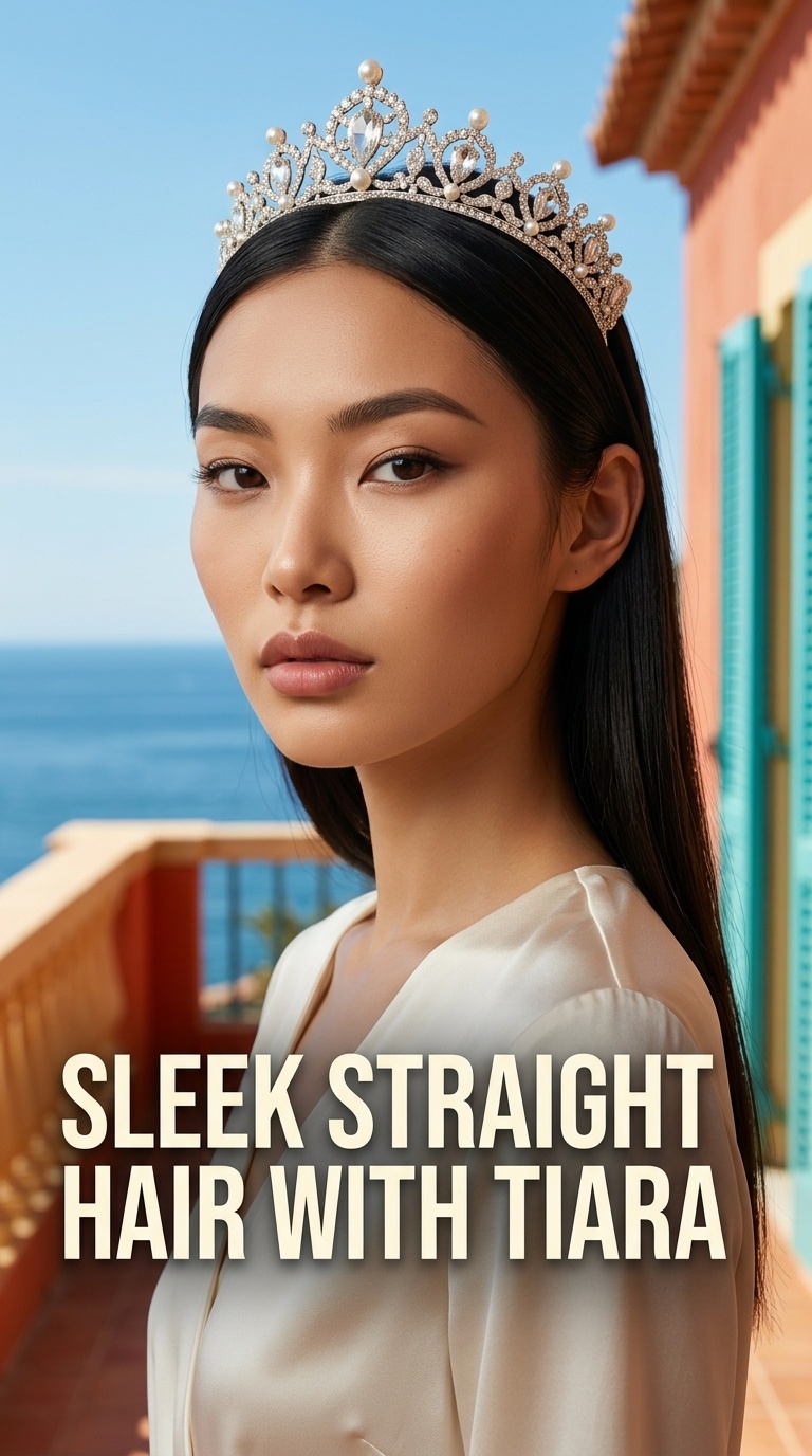 Sleek Straight Hair with Tiara