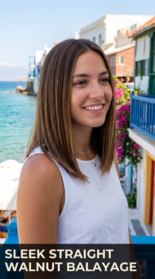 Sleek Straight Walnut Balayage